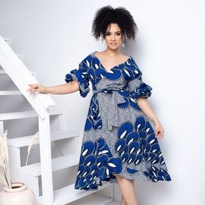 XL ALERO African Print Midi Wrap Dress